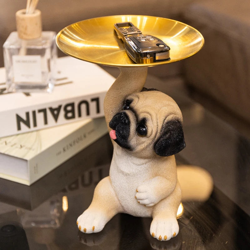Cute Pug Statue Storage Tray