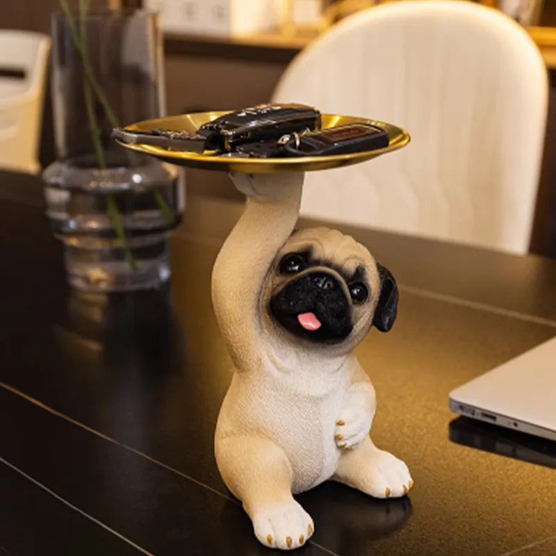 Cute Pug Statue Storage Tray