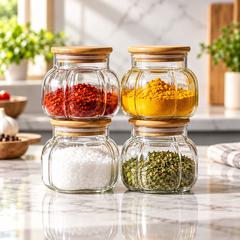Wooden Lid Glass Storage Jar