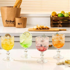 Vintage Ribbed Wine Glasses