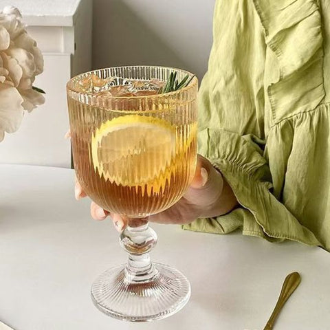 Vintage Ribbed Wine Glasses