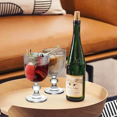 Vintage Ribbed Wine Glasses