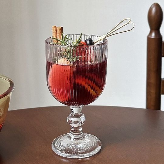 Vintage Ribbed Wine Glasses