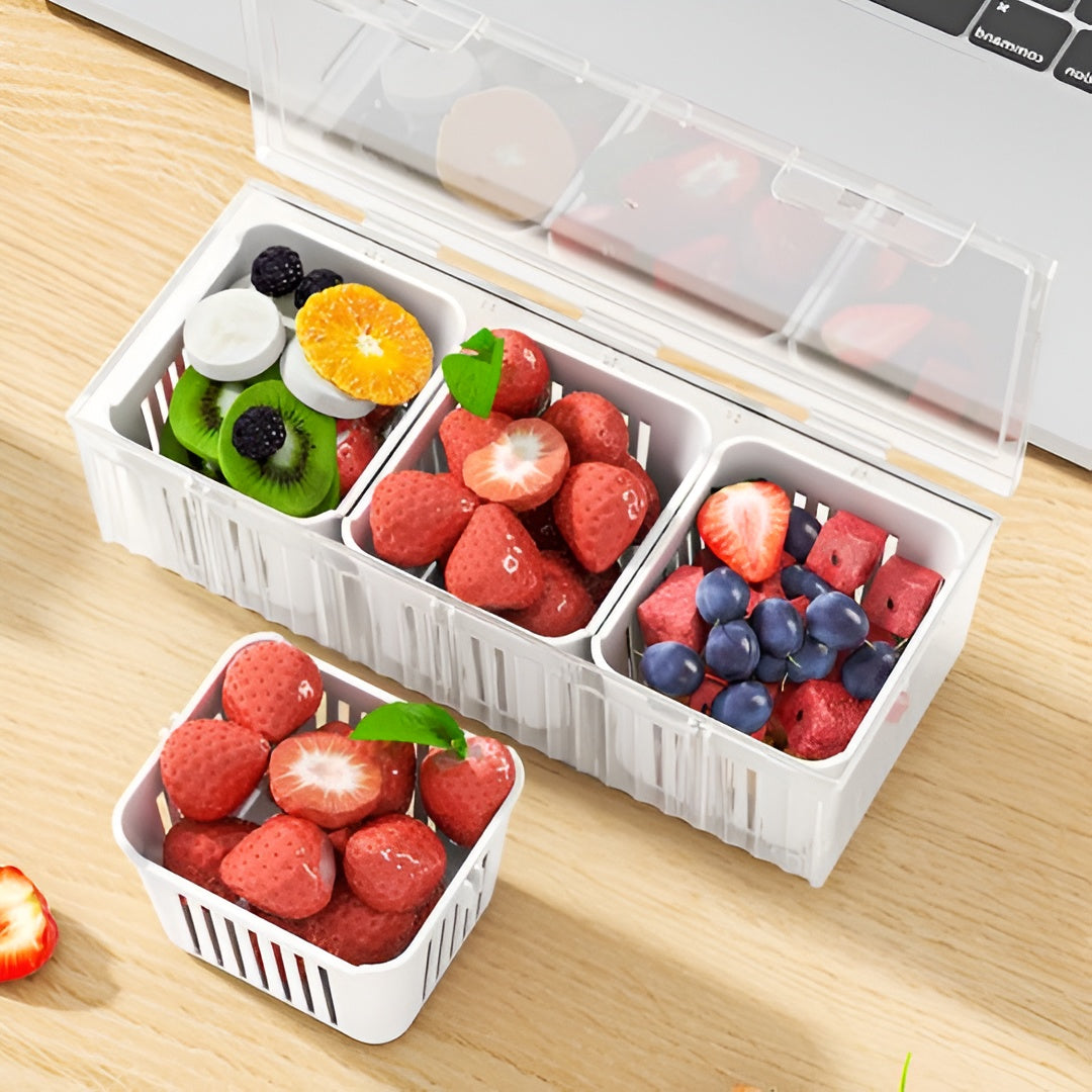 Drainable Airtight Storage Box – Triple-Section Design