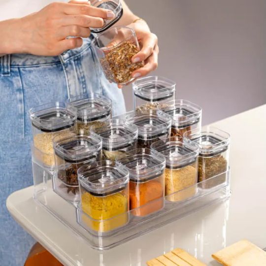 Spice Containers With Display Rack – Modern & Elegant Look
