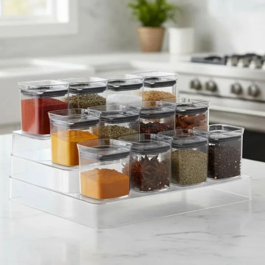 Spice Containers With Display Rack – Compact Yet Spacious Storage