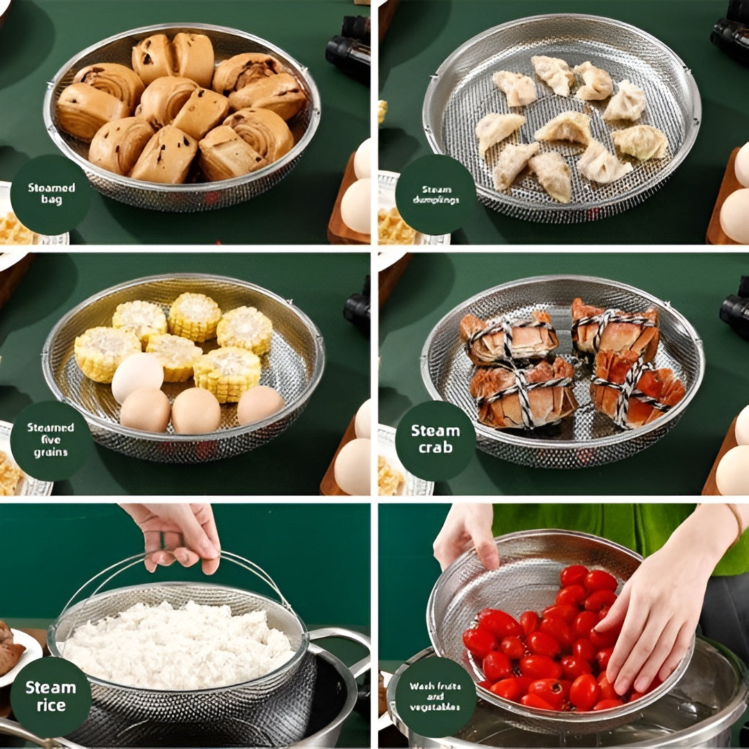 Stainless Steel Steaming Basket – Space-smart design