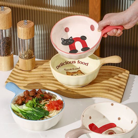 Cartoon Ceramic Handle Bowl