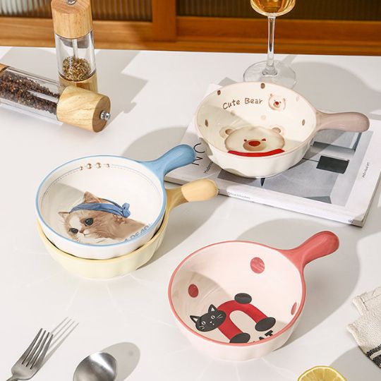 Cartoon Ceramic Handle Bowl
