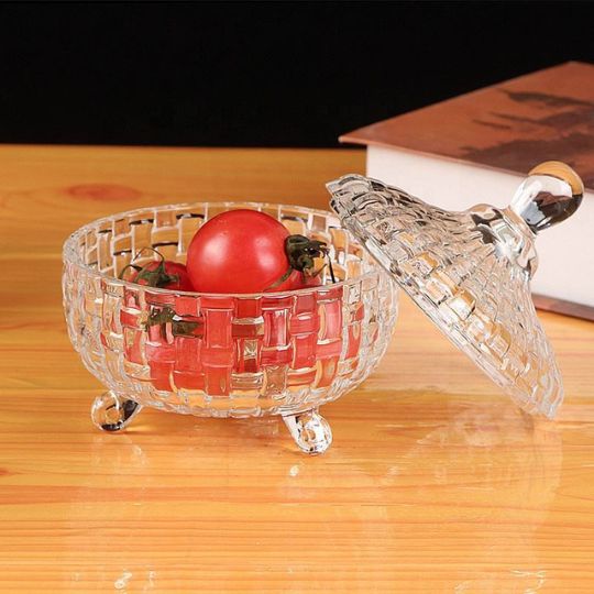 Crystal Glass Storage Jar With Lid – Stylish Lid with Handle