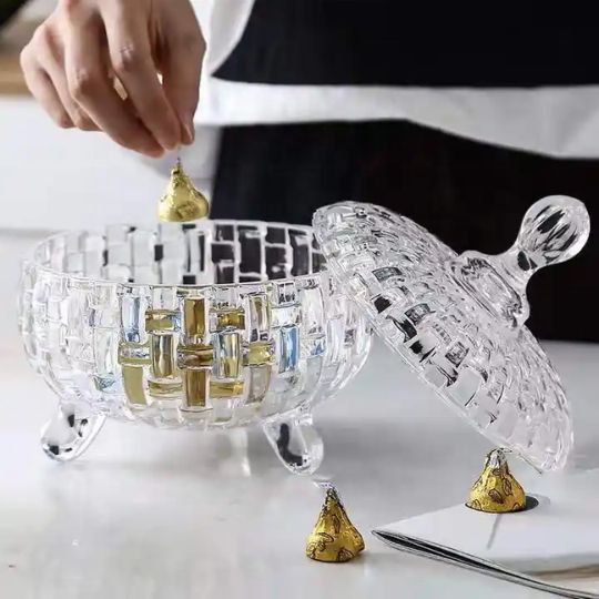 Crystal Glass Storage Jar With Lid – Compact & Space Saving