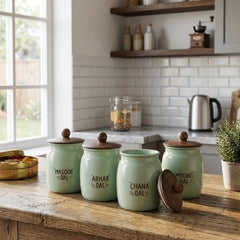 Mint Green Metal Storage Containers
