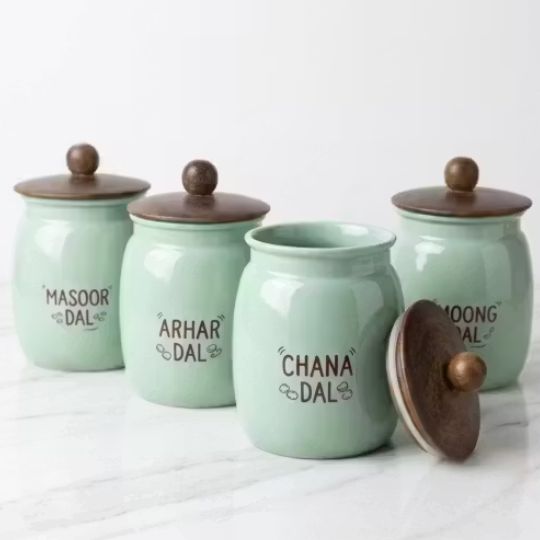 Mint Green Metal Storage Containers