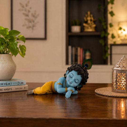 Sleeping Bal Krishna Figurine