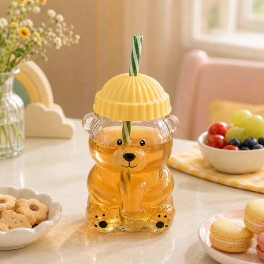 Bear Glass Cup - Honey Yellow