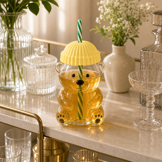 Bear Glass Cup - Honey Yellow