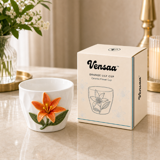 Ceramic Orange Lily Cup