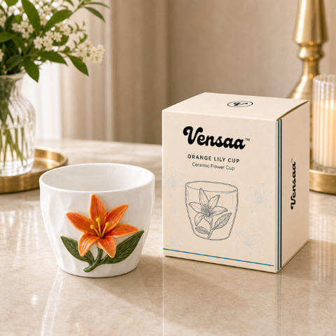 Ceramic Orange Lily Cup