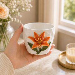 Ceramic Orange Lily Cup