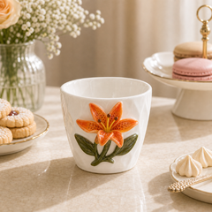 Ceramic Orange Lily Cup