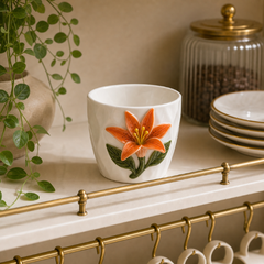 Ceramic Orange Lily Cup