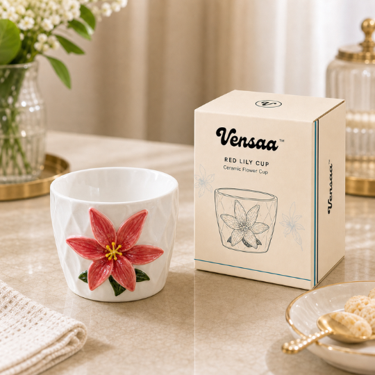 Ceramic Red Lily Cup