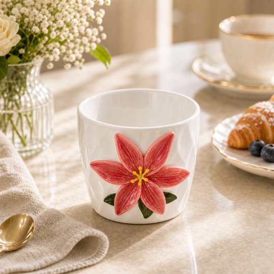 Ceramic Red Lily Cup