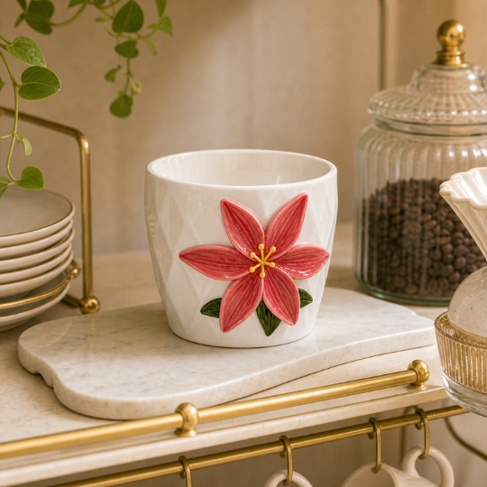 Ceramic Red Lily Cup