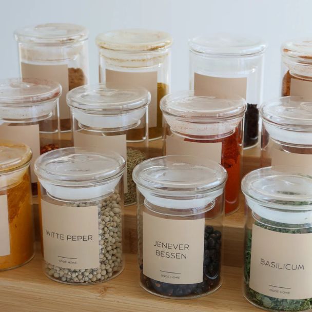 Glass Spice Jar Set – Minimalist Label Design