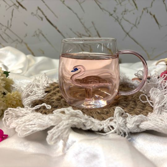 Flamingo Glass Mug – Elegant silhouette