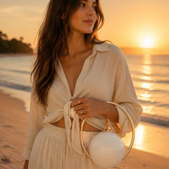 Luxury Round Clutch Bag (White)