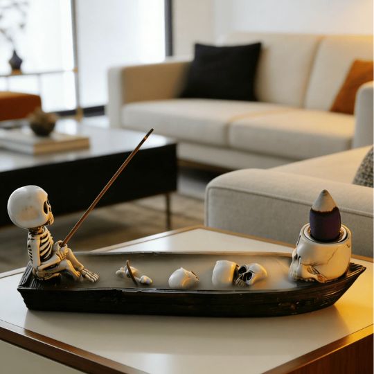 Skull Boat Incense Holder