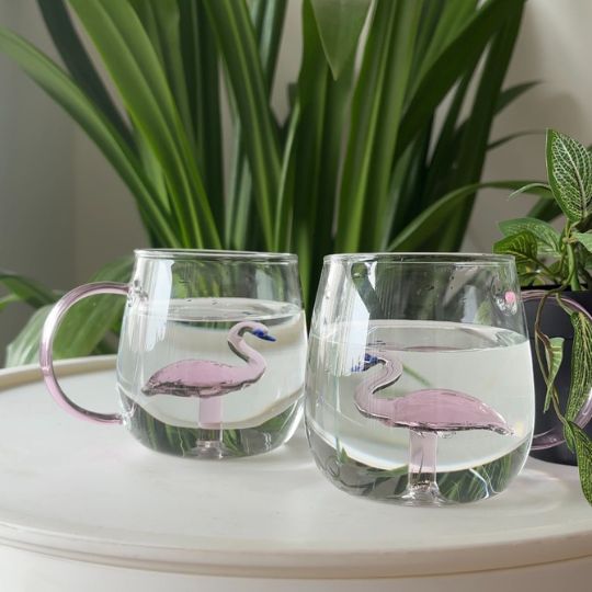 Flamingo Glass Mug – Clear presentation