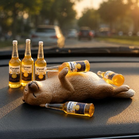 Cute Drunk Puppy Figurines