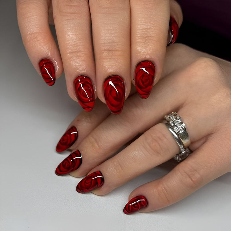 Blooming Rose Nails(Free Jelly Glue + Rubbing Strip)