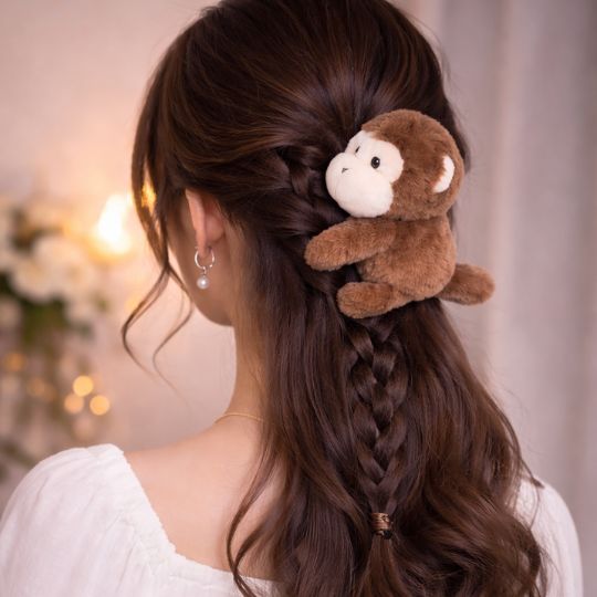 Plush Monkey Hair Clip – Strong & Secure Grip
