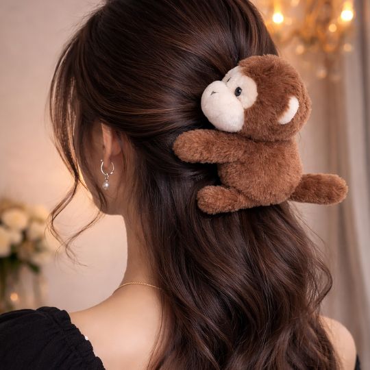 Plush Monkey Hair Clip – Soft & Premium Plush Material