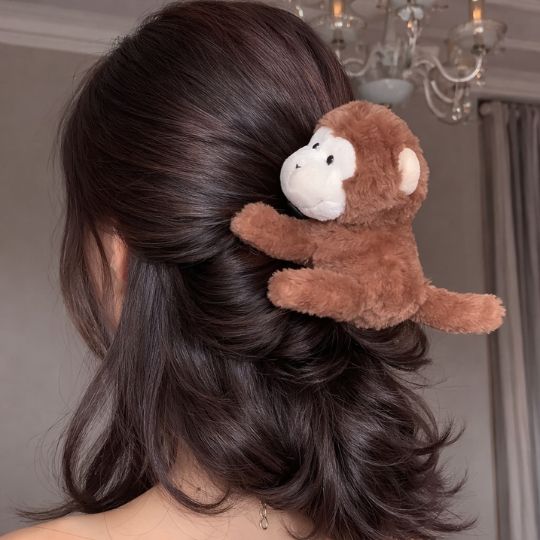 Plush Monkey Hair Clip – Stylish & Trendy Accessory
