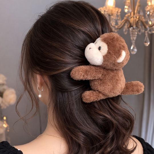 Plush Monkey Hair Clip – Adorable Monkey Design