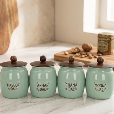 Mint Green Metal Storage Containers