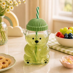 Bear Glass Cup - Sage Green