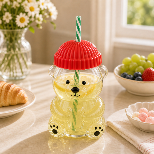 Bear Glass Cup - Red