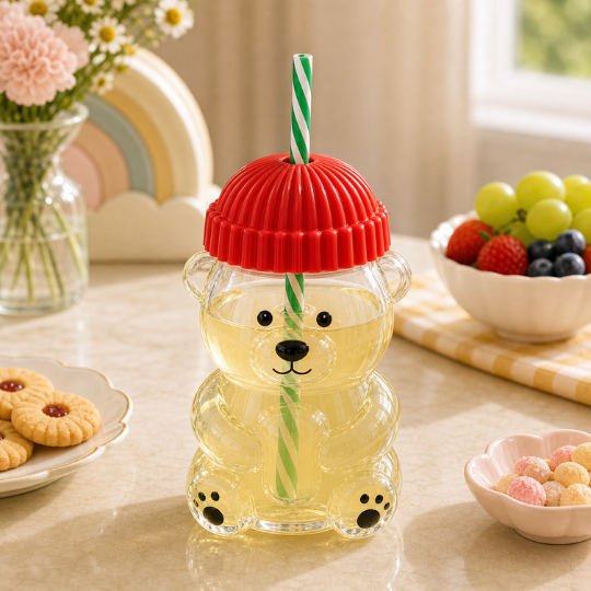 Bear Glass Cup - Red
