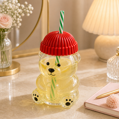 Bear Glass Cup - Red