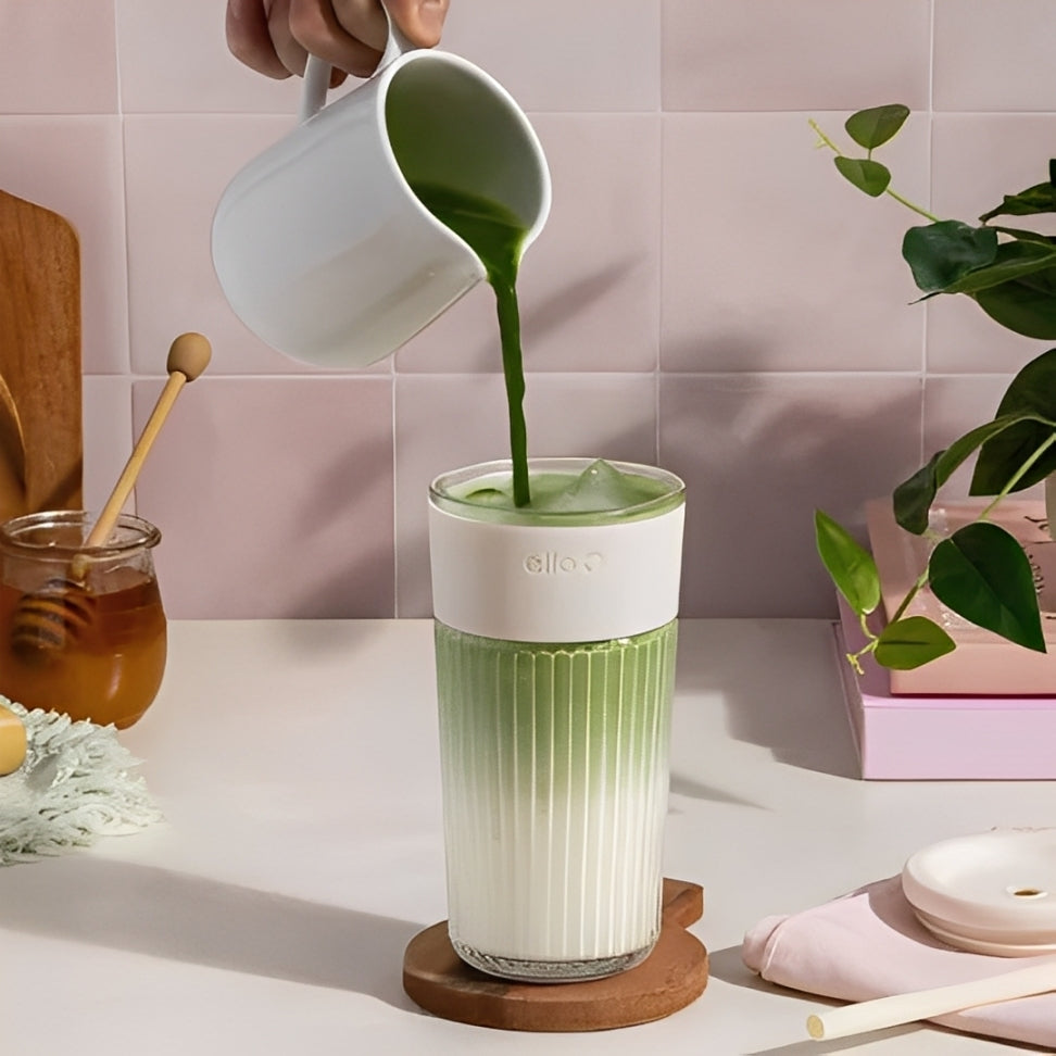 Glass Tumbler with Straw