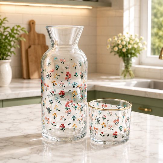 Elegant Floral Glass Set