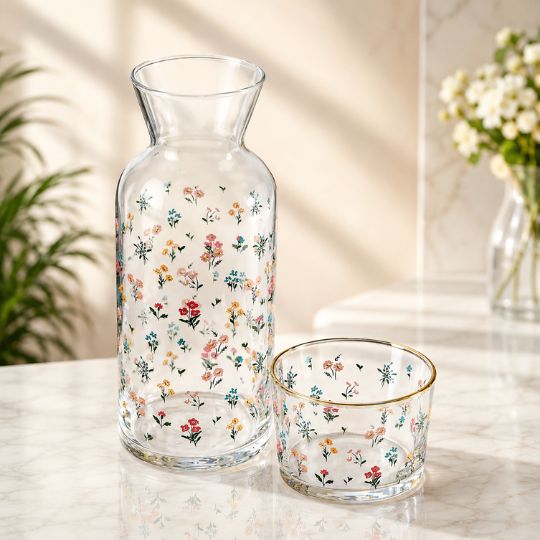 Elegant Floral Glass Set