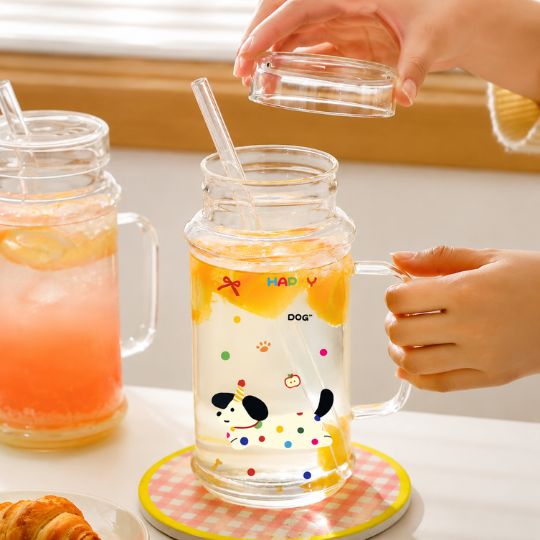 Adorable Puppy Glass Tumbler