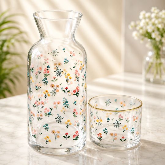 Elegant Floral Glass Set