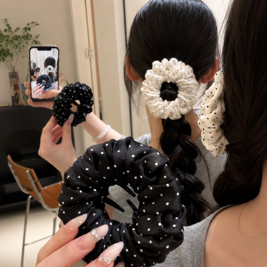 Chic Polka Dot Satin Hair Clip